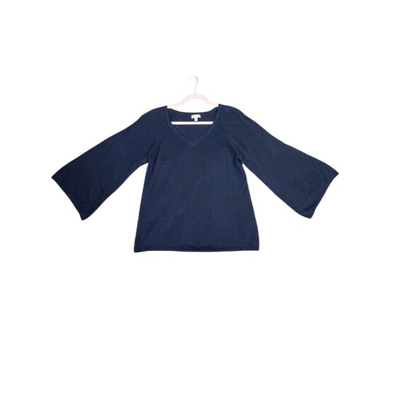 GARNET HILL 100% Baby Alpaca V Neck Bell Sleeve Roll Hem Pullover Sweater Medium - Picture 1 of 11